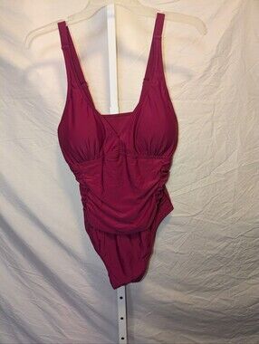NWT Huichang Magenta Ruched Tummy Control One-Piece Swimsuit - XXL